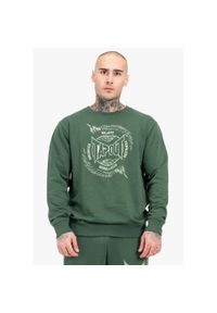 TAPOUT - Klasyczna bluza z okrągłym dekoltem Tapout Spirit. Kolor: zielony. Materiał: polar. Wzór: nadruk, aplikacja. Sport: joga i pilates #1