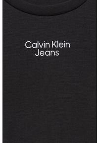 Calvin Klein Jeans sukienka dziecięca IG0IG01414.PPYY kolor czarny mini rozkloszowana. Kolor: czarny. Długość rękawa: krótki rękaw. Wzór: nadruk. Typ sukienki: rozkloszowane. Długość: mini #3