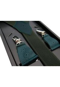 Modini - Zielone szelki z ażurowymi skórkami SZ130. Kolor: zielony. Materiał: skóra, guma. Wzór: ażurowy #1