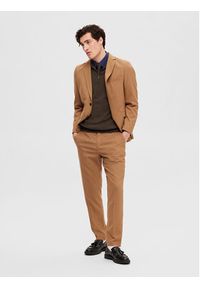 Selected Homme Sweter 16074687 Brązowy Regular Fit. Kolor: brązowy. Materiał: bawełna #4