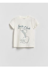 Reserved - T-shirt z nadrukiem - złamana biel. Materiał: bawełna. Wzór: nadruk #1