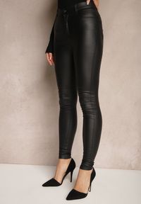 Renee - Czarne Spodnie Skinny High Waist z Ekoskóry Emarivelle. Okazja: na co dzień. Stan: podwyższony. Kolor: czarny. Styl: elegancki, casual #3