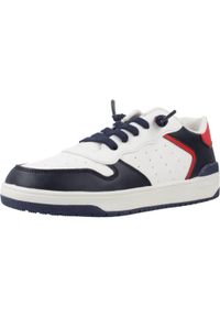 Buty do chodzenia dla dzieci Geox J45LQB05411C0899. Okazja: na uczelnię. Kolor: niebieski, biały, wielokolorowy. Materiał: syntetyk, tkanina, materiał. Szerokość cholewki: normalna. Sport: turystyka piesza