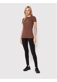 Deha T-Shirt D73441 Brązowy Slim Fit. Kolor: brązowy. Materiał: bawełna
