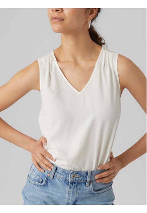 Vero Moda Bluzka Brit 10286648 Biały Loose Fit. Kolor: biały. Materiał: wiskoza