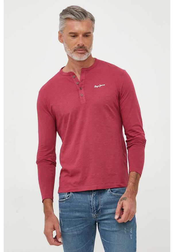 Pepe Jeans longsleeve bawełniany Wiltshire kolor różowy gładki. Kolor: różowy. Materiał: bawełna. Długość rękawa: długi rękaw. Długość: krótkie. Wzór: gładki