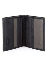 Wittchen - Męski portfel skórzany z czarno-szarymi kieszeniami czarno-szary. Kolor: wielokolorowy, czarny, szary. Materiał: skóra. Wzór: aplikacja #2