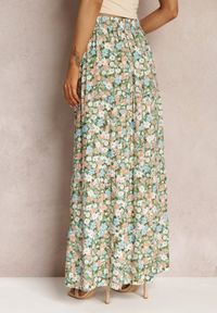 Renee - Zielona Bawełniana Spódnica Maxi z Troczkiem i Printem w Kwiaty Yibji. Kolor: zielony. Materiał: bawełna. Wzór: kwiaty, nadruk. Styl: boho #3