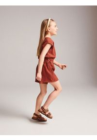 Reserved - Muślinowy kombinezon - brązowy. Kolor: brązowy. Materiał: bawełna