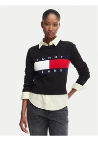 Tommy Jeans Sweter Flag DW0DW22930 Czarny Regular Fit. Kolor: czarny. Materiał: bawełna #1