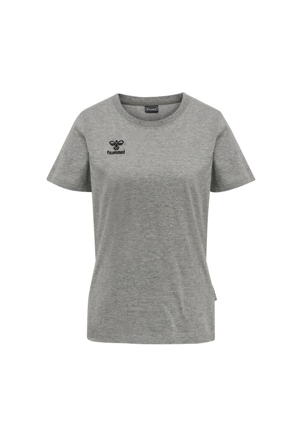 Damska bawełniana koszulka Hummel Move Grid. Kolor: szary. Materiał: bawełna. Wzór: aplikacja. Sport: fitness