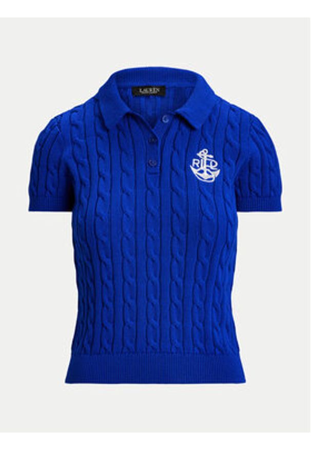 Lauren Ralph Lauren - LAUREN RALPH LAUREN Polo 200957581002 Niebieski Slim Fit. Typ kołnierza: polo. Kolor: niebieski. Materiał: bawełna