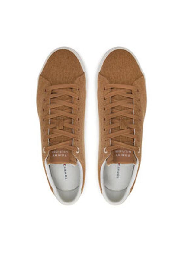 TOMMY HILFIGER - Tommy Hilfiger Tenisówki Th Hi Vulc Low Summer Cvs FM0FM05056 Khaki. Kolor: brązowy. Materiał: materiał