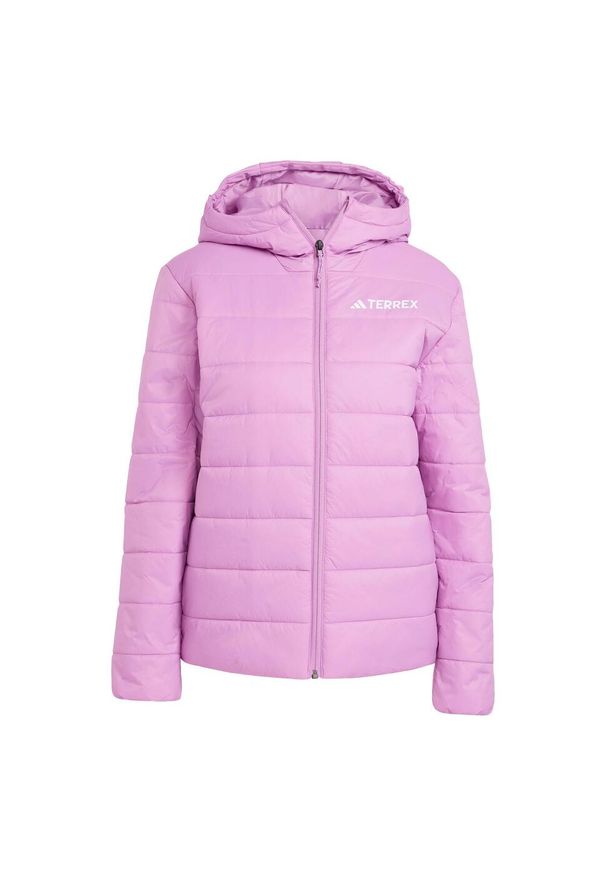Adidas - Kurtka z kapturem z ociepleniem Terrex Multi Essentials CLIMAWARM. Typ kołnierza: kaptur. Kolor: fioletowy. Materiał: puch. Technologia: ClimaWarm (Adidas). Sport: turystyka piesza