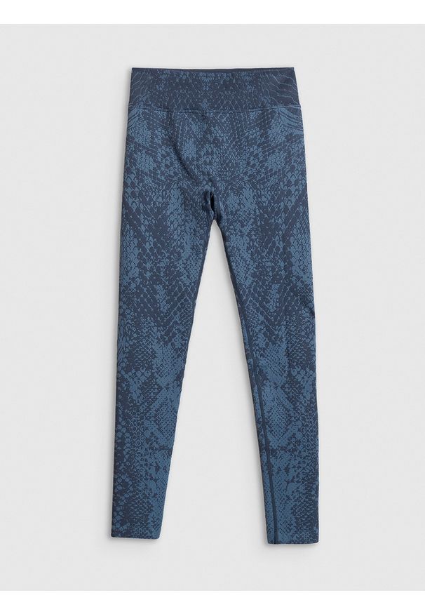 4f - 4F Legginsy treningowe bezszwowe damskie - turkusowe M/L. Stan: podwyższony. Kolor: turkusowy. Materiał: skóra, włókno, dzianina. Sport: fitness