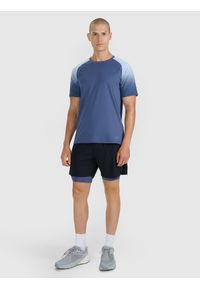 4f - 4F Koszulka do biegania w terenie szybkoschnąca męska - granatowa S. Kolor: niebieski. Materiał: włókno, syntetyk, materiał. Długość rękawa: raglanowy rękaw. Długość: długie. Wzór: gładki, nadruk, ze splotem. Sport: fitness #2