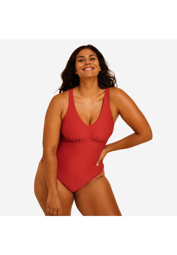 NABAIJI - Strój jednoczęściowy pływacki damski Nabaiji Romi Salento. Kolor: czerwony. Materiał: poliamid, poliester, materiał, elastan