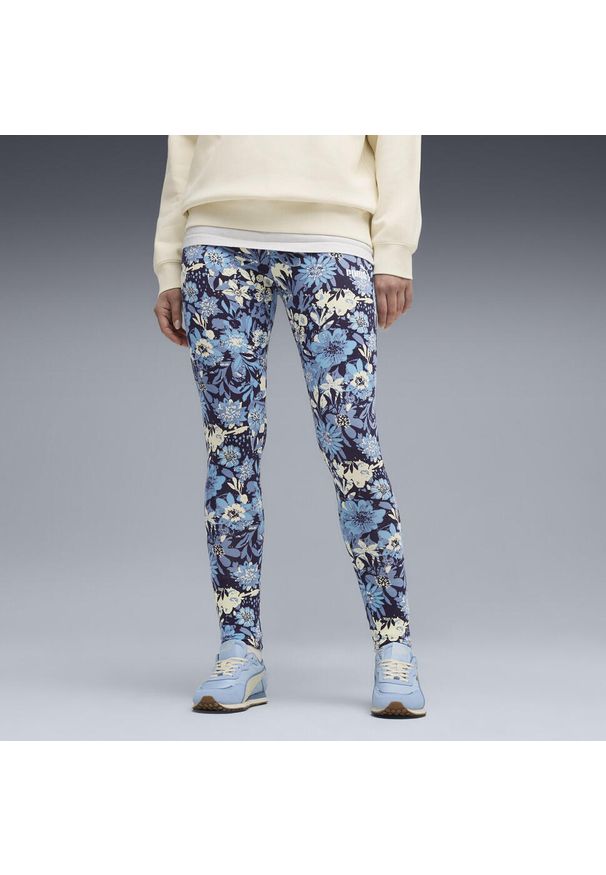 Puma - Damskie legginsy Essentials Nature 2.0 PUMA Cool Blue. Kolor: niebieski. Sport: fitness
