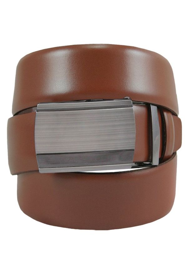 Męski, Karmelowy Pasek z Automatyczną Klamrą - Victorio. Kolor: brązowy. Materiał: skóra. Styl: wizytowy