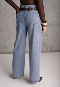 Renee - Niebieskie Szerokie Jeansy z Bawełną i Lyocellem High Waist Nansailah. Okazja: na co dzień. Stan: podwyższony. Kolor: niebieski. Styl: casual, street #4