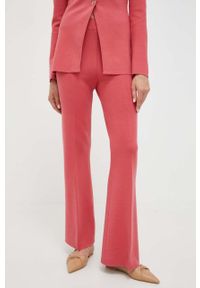 TwinSet - Twinset spodnie damskie kolor różowy dzwony high waist. Stan: podwyższony. Kolor: różowy. Materiał: dzianina #2