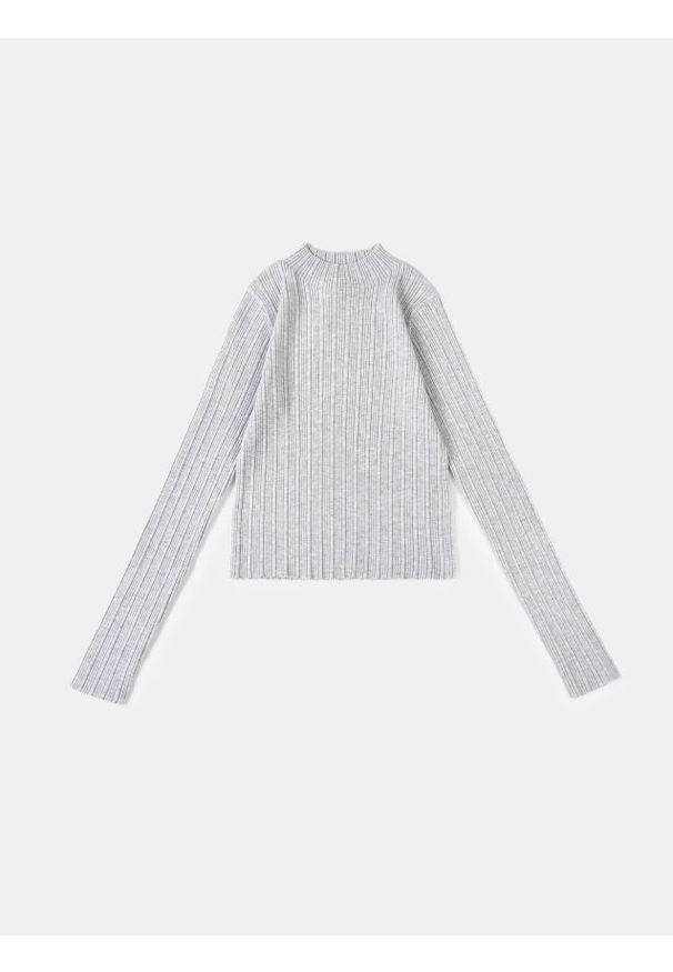 Sinsay - Prążkowany golf - szary. Typ kołnierza: golf. Kolor: szary. Materiał: prążkowany