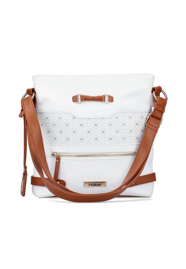 Rieker - RIEKER H1097-80 white, torebka, listonoszka damska. Kolor: biały. Materiał: skórzane