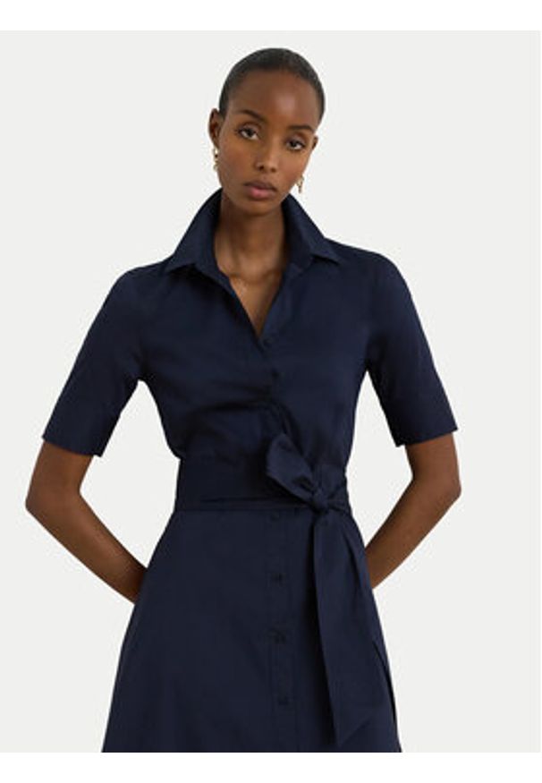 Lauren Ralph Lauren - LAUREN RALPH LAUREN Sukienka koszulowa 200748950010 Granatowy Regular Fit. Kolor: niebieski. Materiał: bawełna. Typ sukienki: koszulowe