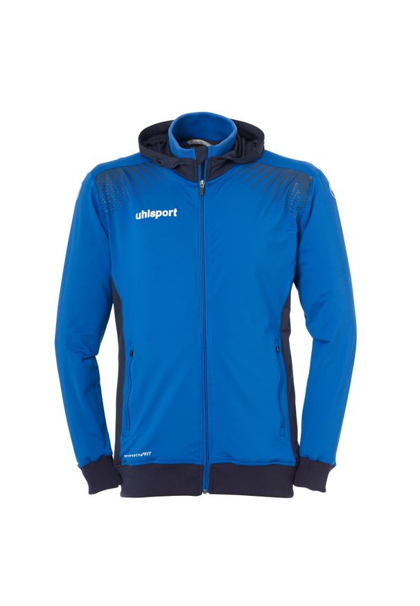 UHLSPORT - Kurtka z kapturem Uhlsport Goal Tec. Typ kołnierza: kaptur. Kolor: niebieski. Materiał: tkanina. Sport: piłka nożna