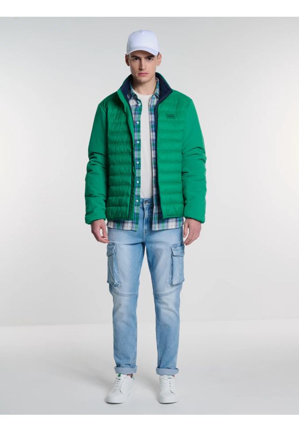 Big-Star - Jeansy męskie typu cargo błękitne Ian 217. Okazja: na co dzień. Stan: podwyższony. Kolor: niebieski. Styl: casual, elegancki