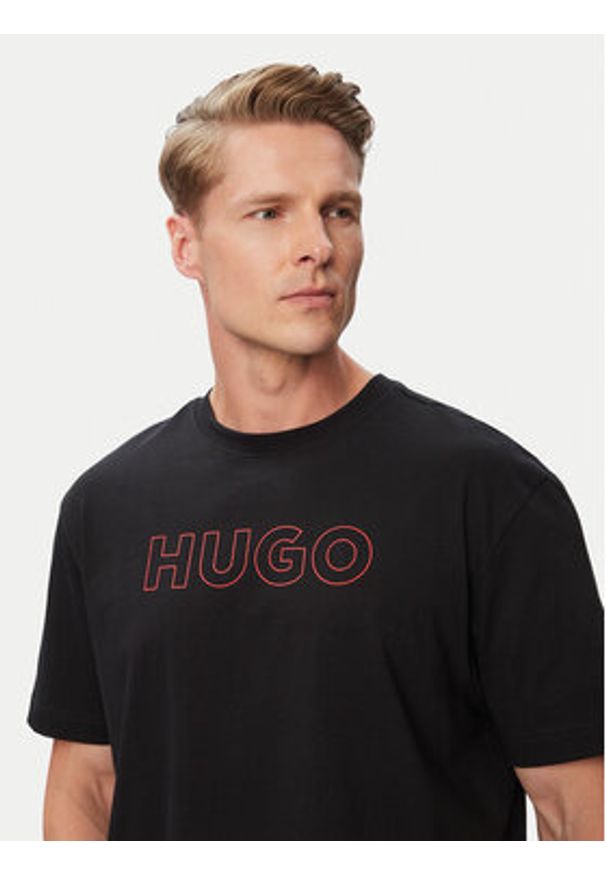 Hugo - HUGO T-Shirt Ezra 50566114 Czarny Regular Fit. Kolor: czarny. Materiał: bawełna
