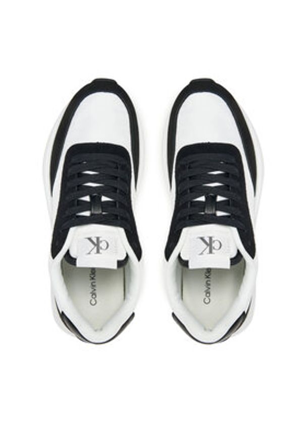 Calvin Klein Jeans Sneakersy Athleisure Runner Laceup Mix Wn YW0YW01774 Biały. Kolor: biały. Materiał: skóra, zamsz