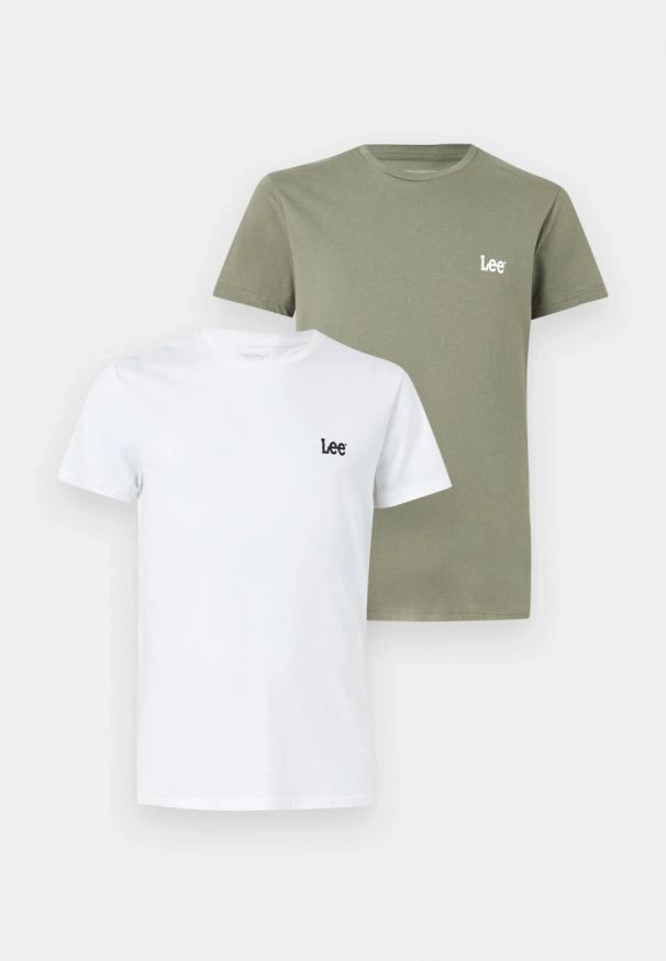 Lee - ZESTAW DWUPAK KOSZULEK LEE PACK CREW MERCANTILE GREEN WHIT 112376924