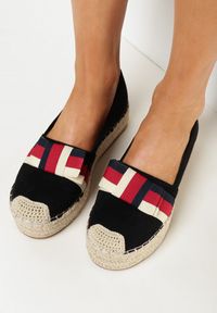 Born2be - Czarne Espadryle z Kokardką na Platformie z Plecionki Elisavia. Kolor: czarny. Obcas: na platformie. Styl: elegancki #5