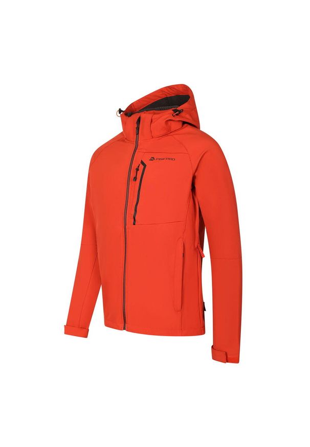 ALPINE PRO - Kurtka męska trekkingowa softshell Alpine Pro Hoor. Kolor: pomarańczowy. Materiał: softshell. Sport: turystyka piesza