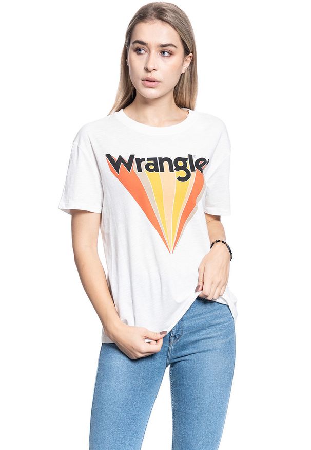 Wrangler - T-SHIRT DAMSKI WRANGLER BOYFRIEND TEE OFFWHITE W7019EA02 112130896