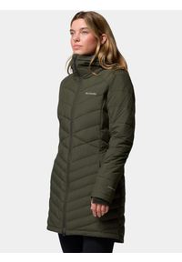 columbia - Płaszcz Zimowy Damski Columbia Joy Peak II Mid. Kolor: zielony. Materiał: puch. Technologia: Omni-Heat (Columbia). Sezon: zima. Sport: turystyka piesza