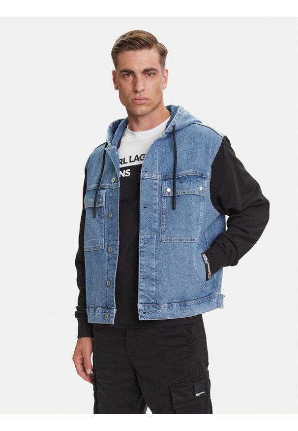 Karl Lagerfeld Jeans Kurtka jeansowa A3M14007 Niebieski Regular Fit. Kolor: niebieski. Materiał: bawełna