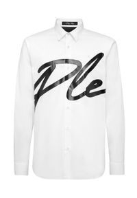 Philipp Plein - PHILIPP PLEIN - Biała koszula PLAYBOY. Kolor: biały. Materiał: bawełna. Długość rękawa: długi rękaw. Długość: długie. Wzór: nadruk, aplikacja. Styl: klasyczny