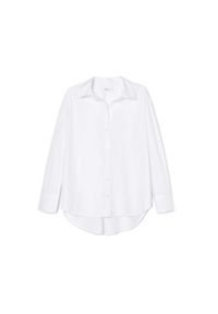 Cropp - Biała koszula z długim rękawem - Biały. Kolor: biały. Materiał: bawełna, tkanina. Długość rękawa: długi rękaw. Długość: długie. Wzór: gładki #1