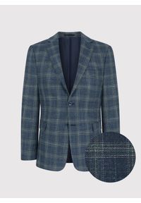 Pako Lorente - PAKO LORENTE – Granatowa casualowa marynarka męska w zieloną kratę. Okazja: na co dzień. Kolor: zielony, niebieski, wielokolorowy. Materiał: wiskoza, poliester, elastan. Styl: casual
