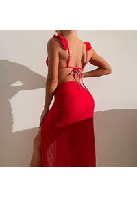 Intica - Strój kąpielowy z pareo maxi plażowy elegancki Tomie. Kolor: czerwony. Materiał: materiał. Długość: długie #2