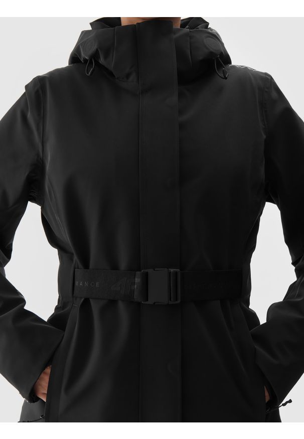 4f - 4F Kurtka narciarska membrana Dermizax 20000 damska - czarna M. Typ kołnierza: kaptur. Kolor: czarny. Materiał: materiał, tkanina, dzianina. Długość: długie. Wzór: aplikacja. Sezon: zima. Styl: klasyczny