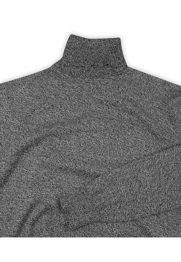 Golf Popielaty, Melanżowy, Elegancki, Klasyczny, Męski -Brave Soul- 100% BAWEŁNA. Typ kołnierza: golf. Kolor: szary. Materiał: bawełna. Wzór: melanż. Sezon: zima, jesień. Styl: klasyczny, elegancki