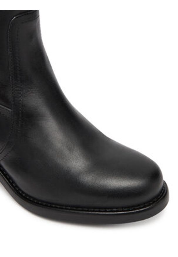 TOMMY HILFIGER - Tommy Hilfiger Kozaki Riding Lthr Long Boot Block Heel FW0FW08777 Czarny. Kolor: czarny. Materiał: skóra