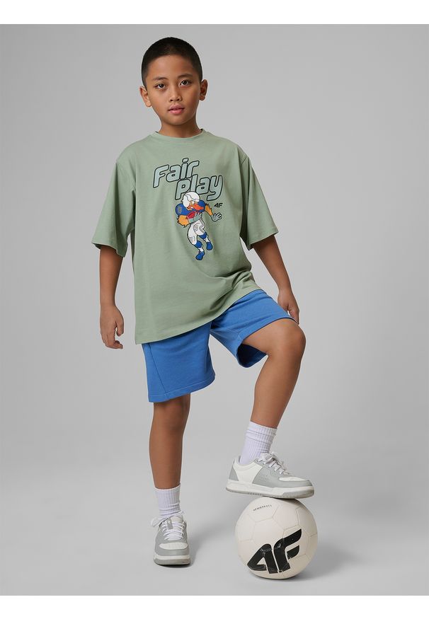 4f - 4F Spodenki dresowe chłopięce - niebieskie 158 (12-13 lat). Okazja: na co dzień. Kolor: niebieski. Materiał: dresówka. Sezon: lato. Styl: casual, elegancki