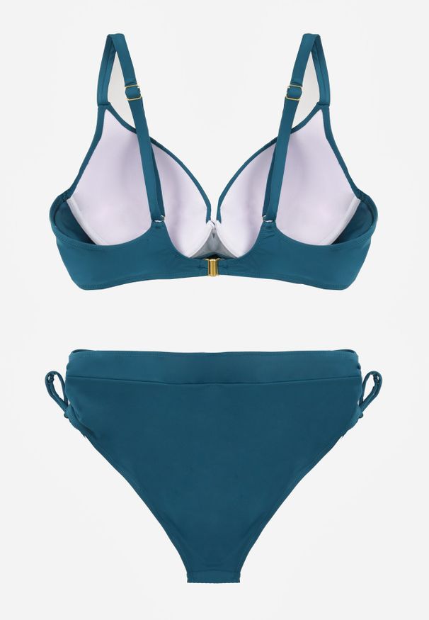 Born2be - Ciemnozielone Bikini Biustonosz z Cyrkoniami i Majtki Typu Figi Dorirose. Kolekcja: plus size. Kolor: zielony