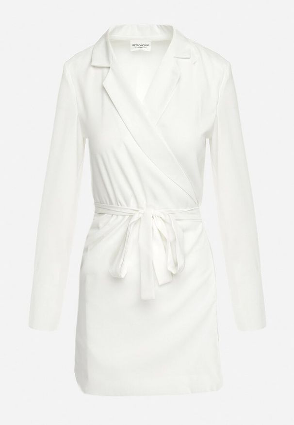 Born2be - Biała Klasyczna Sukienka Kopertowa z Rozszerzanymi Rękawami i Paskiem Arlevi. Kolor: biały. Typ sukienki: kopertowe. Styl: klasyczny