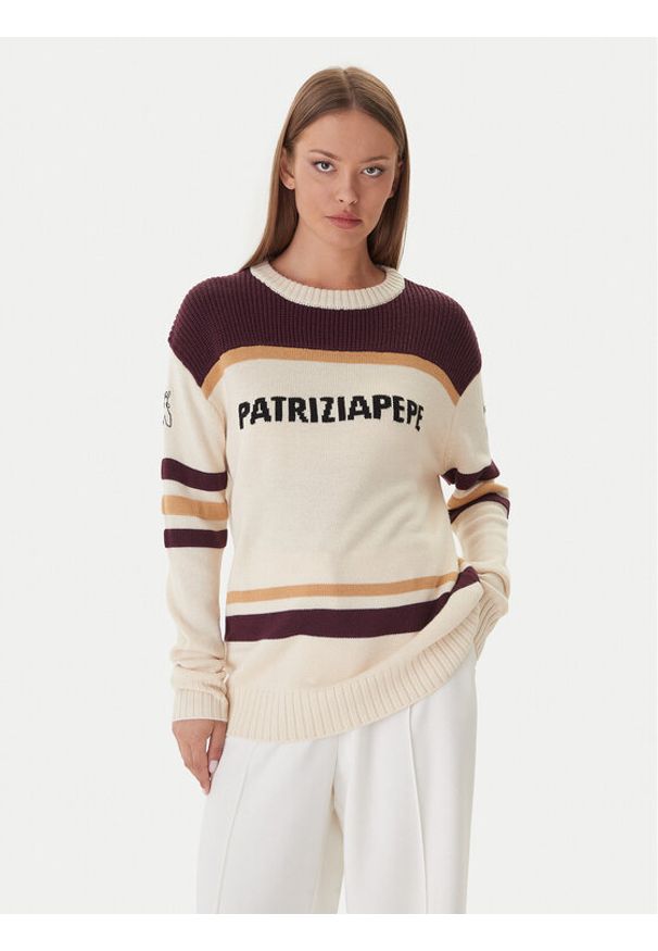 Patrizia Pepe Sweter 2K0352/K298-YA34 Écru Regular Fit. Materiał: syntetyk