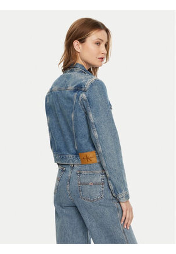 Calvin Klein Jeans Kurtka jeansowa 90's J20J224542 Niebieski Regular Fit. Kolor: niebieski. Materiał: bawełna